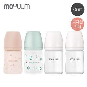 [두둥맘] 실리콘코팅 노꼭지 유리젖병 150ml (디자인/베이직) 4팩