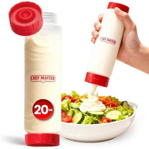 셰프 마스터 소스용 짜는 병16oz - 뒤집어 사용하는 FIFO 재충전 가능 병 액체 소스 배터 및 드레싱용 조미료 용기 레스토랑 다이너 푸드트럭용 제작 90290