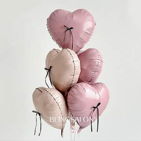 블링살롱 리본 포인트 하트 알루미늄 스탠드 풍선세트 6P 생일파티 프로포즈 셀프촬영