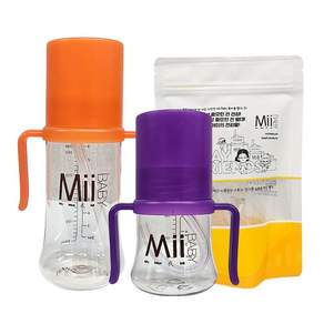 마이베이비 트레이닝 스트로우형 빨대컵 퍼플148ml+오렌지266ml + 교체용 실리콘빨대세트 꼭지2개대롱2개