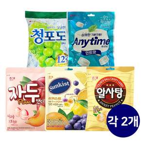 롯데 해태 사탕 모음 자두캔디+썬키스트캔디+알사탕+청포도캔디+애니타임