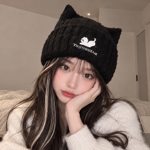 차차홈 고양이 비니 여성 여행 겨울 귀여운 예쁜 여자 일본