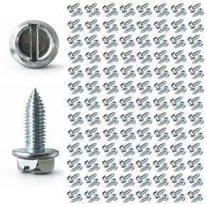 자동차 딜러용 번호판 장착 나사 100개 업그레이드 6mm x 16mm - 미터 - 녹슬지 않는 마감 처리가 된 슬롯형 육각 헤드 번호판 볼트 번호판 프레임용 번호판 나사