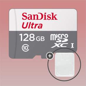 샌디스크 마이크로SD카드 울트라 SDSQUNR + SD카드 보관케이스 패키지, 1개, 128GB