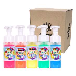뭉게구름 거품물감 150ml 5색 / 키즈맘아트 유아물감 형광물감 미술놀이 어린이물감 물감놀이 핑거페인트 물감 엄마표미술놀이 촉감놀이 오감놀이 도트물감 액션페인팅 목욕놀이