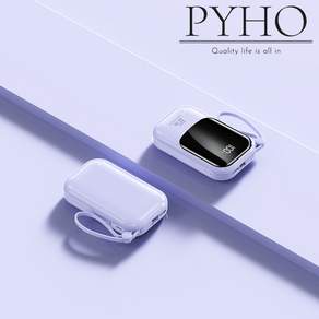 PYHO 30000mAh 대용량 보조배터리 22.5W 급속충전 2개 충전선 내장됨 일체형