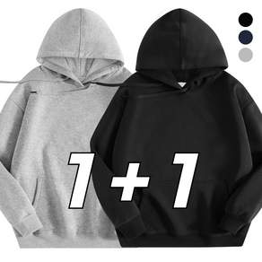 미와이 베이직 무지 오버핏 후드티 1+1
