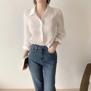 여성 린넨셔츠 100% 저마 여름 데일리 셔츠