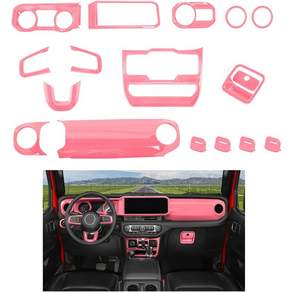 SQQP 2024-2026 이상 모델 Jeep Wrangler JL JLU 및 Gladiator JT용 17개 세트 인테리어 트림 키트 대시보드 측면 아웃렛 윈도우 스위치 pink