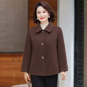POMTOR 중년 여성 가을 겨울 모직 숏 코트 엄마 옷