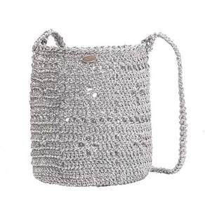 슬로우슬로울리 No.214 / Lily Metallic Crochet Bucket Bag _Silver (릴리 메탈릭 크로셰 버킷백 원통백 _ 실버)