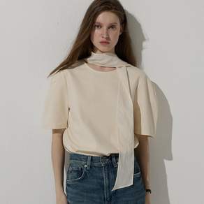 [비뮤즈맨션] Scarf curved top - Beige
