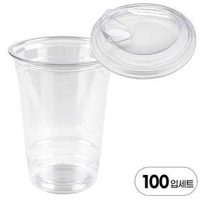 [국내생산] 대성F&B 투명아이스컵 테이크아웃 92파이 490ml(16온스) 투명컵+뚜껑 100개 SET