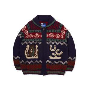 PENFIELD 빈티지 노르딕 웨스턴 코위찬 니트 집업 네이비_FR4KJ02U
