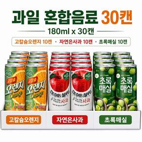 마켓천사 혼합 미니캔 세트 과일음료 고칼슘오렌지 자연은사과 초록매실