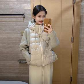 COSYEVNO 여성 패딩코트 루즈핏 캐주얼 기품 단색 패션 후드 겨울 아우터
