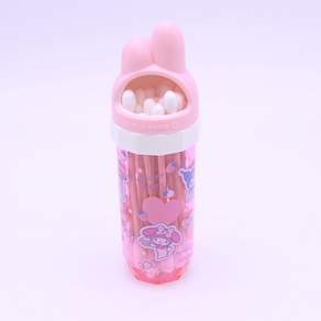 마이멜로디 면봉케이스 핑크 클리어 휴대용 화장소품 보관