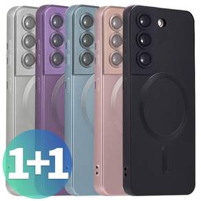 넥스트모바일 1+1 갤럭시 S22 플러스 울트라 맥세이프 무광 메탈릭 컬러 카메라 보호 풀커버 케이스