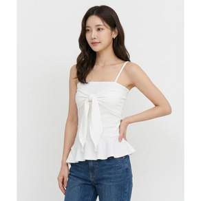 일리고 리본 타이 슬리브리스 화이트