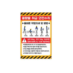 중량물 취급 안전수칙 취급주의 산업안전표시산업안전 포맥스 판넬 3T