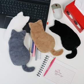[브리스크스타일] 포근한 고양이 봉제인형 필통 펜 파우치