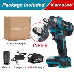 Kamolee 520N.M 브러시리스 무선 전기 임팩트 렌치 휴대용 가정용 소형 조립 18V 도구 세트