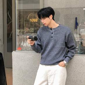 Motria남자니트 헨리넥니트 긴팔 가을 겨울 라운드니트 스웨터 캐주얼 풀오버