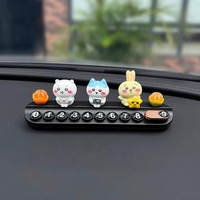 먼작귀 귀여운 DIY 주차 번호판 차량용 휴대폰 전화번호 표시 치이카와