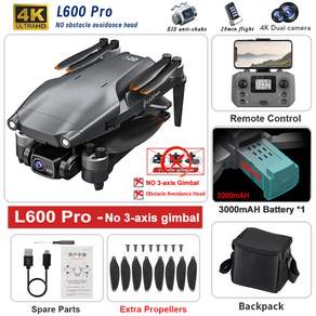 2025 L600 PRO MAX GPS 드론: 5KM 비행 4K 듀얼 카메라 3축 짐벌 360도 장애물 회피 브러시리스 쿼드콥