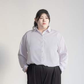 세련닷 여성 빅사이즈 오버핏 주름방지 화이트 긴팔 셔츠
