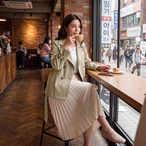 cheibear 여성 트렌치 코트 긴팔 더블 브레스티드 라펠 벨트 포함 가을 캐주얼 아우터 재킷
