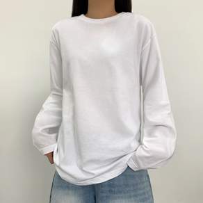 티데일리 남녀공용 17수 라운드넥 무지 긴팔 티셔츠