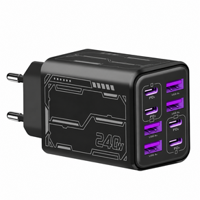 240W 8포트 멀티 초고속 충전기 4USB+4PD C타입 아이폰 아이패드 삼성 갤럭시 픽셀 호환 고속 전원 어댑터