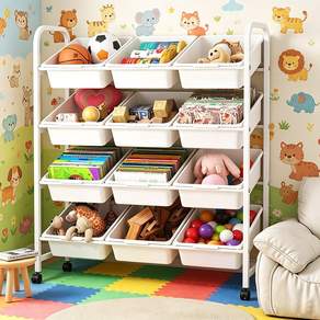 Alemon 이동식 수납장 4단 장난감 정리함 12p 대형 수납장