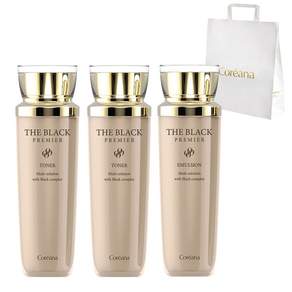 [흑진주] 코리아나 더블랙 프리미어 토너 140ml 2개+에멀션 140ml+쇼핑백, 1세트