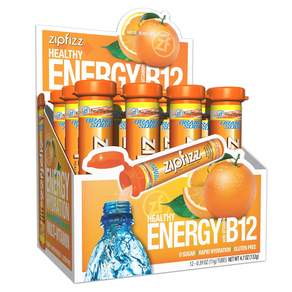 Zipfizz 데일리 에너지 드링크 파우더 오렌지 소다 12팩 3-in-1 지속 빠른 수분 공급 및 필수 비타민 무설탕 전해질 Berry|0.39 Ounce (Pack of 12)