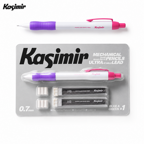 Kasimir샤프+샤프심+캡 지우개세트 3중 보호 심 파손 방지 핑크 & 퍼플