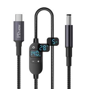 USB C-DC 잭 140W 전원 케이블 유형 C USB-C 입력-20V 15V 12V 9V 5V DC 5.5x2.5mm 출력 전원 스마트 LED 디스플레이