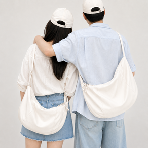 티모바 가죽 크로와상백 반달 크로스 가방 남녀공용 가벼운 여행용 슬링백