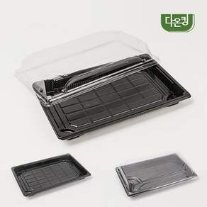 다온킹(소량) 사각 초밥용기 HP-07 검정 50개 합세트 스시배달포장