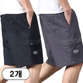 차쿠 1+1 남성 면100% 카고 반바지 5부 여름 밴딩 편한 캐주얼 숏팬츠 중년 아저찌 아빠 빅사이즈