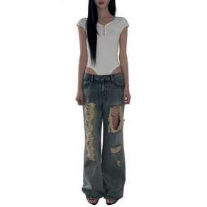 INEGI Aged Distressed Denim Pants (blue)