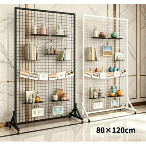 GAPINO 이동식 메쉬 철망 선반 S후크 20p 증정 다용도 진열대 80x120cm