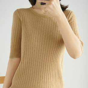 에리페 여성용 브라이튼 컴포트 골지 반팔 니트