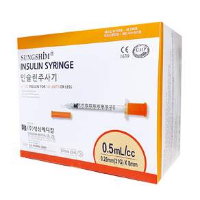 성심 인슐린 주사기 0.5ml 8mm 31g 100개입, 1개, 0.5cc 31G 8mm (100ea)