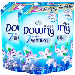 PG 다우니 탈취 파워 초고농축 섬유유연제 리필 블루 레몬그라스와 라일락 1.6L 3개