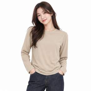 아소트 여성 피치기모 긴팔 티셔츠 겨울 이너티 레이어드 라운드넥