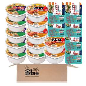 사발면 기획세트 농심 육개장사발면 6개+김치사발면 6개+먹꾸먹꾸 멸치맛 잔치쌀국수 6개