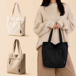 대용량 가을 데일리 캔버스 에코백 토트백 숄더백 지퍼형 여성 가방