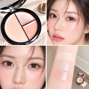 아젠티르 3색 멀티 광채 하이라이터 팔레트 물광 펄 페이스 메이크업 애교살 콧대 쇄골